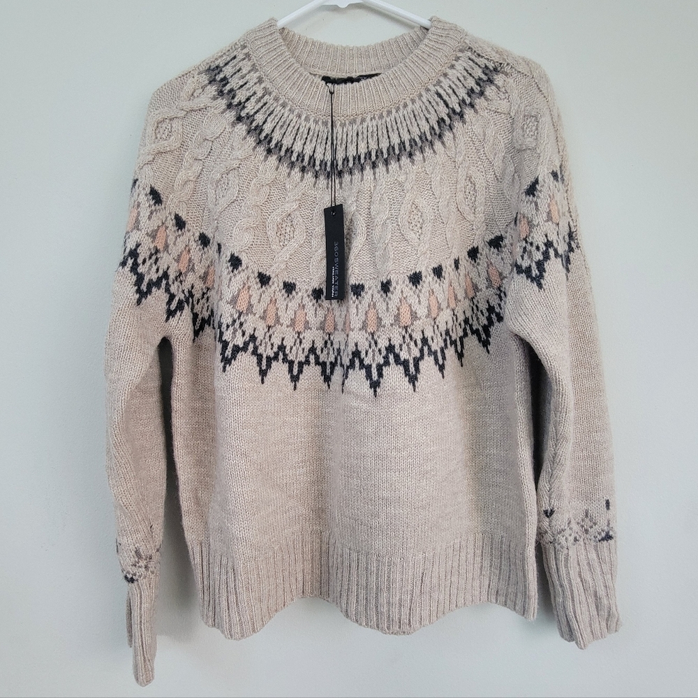 NWT 360Sweater Wool Blend Women Size XS Nordic Fair Isle Cabincore Fisherman
